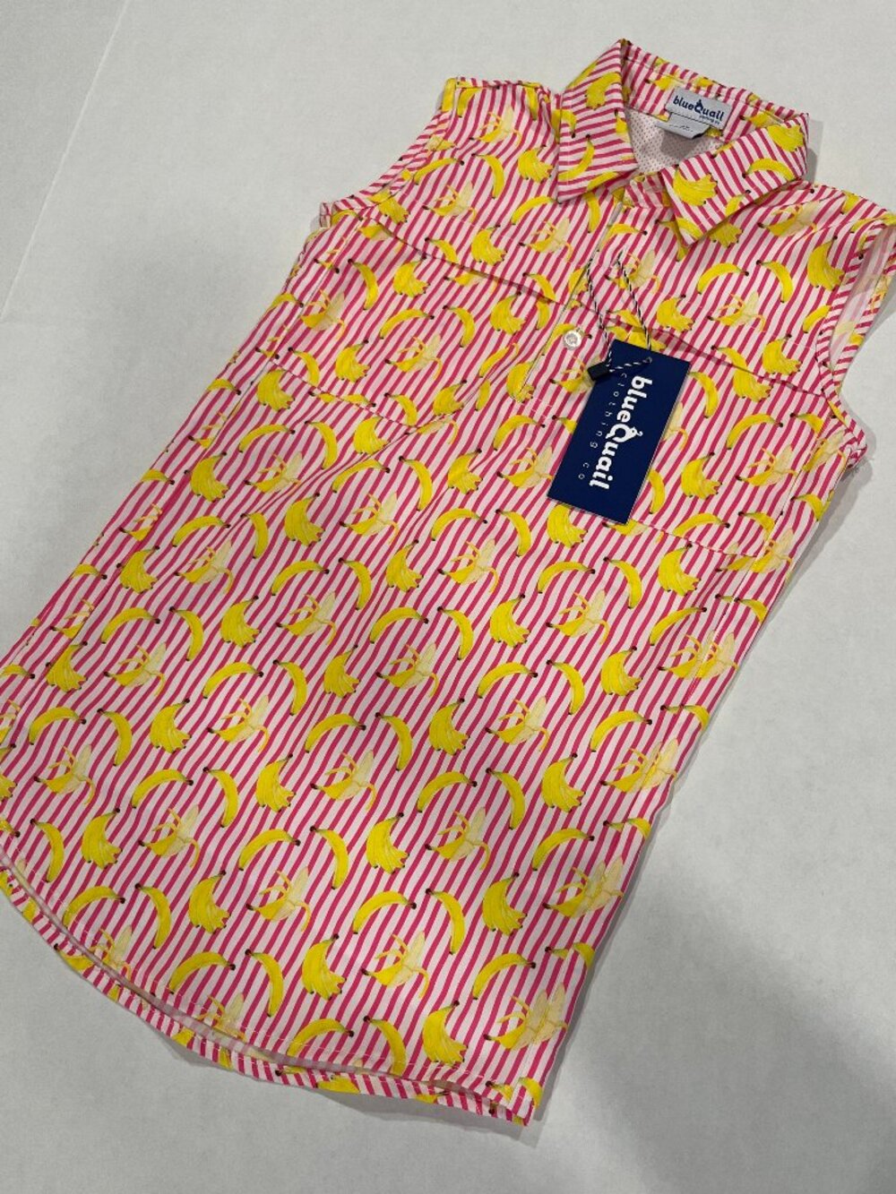 Girl - 4T, 6 & 10 - NWT Blue Quail Sleeveless Dress Pink Stripes & Bananas